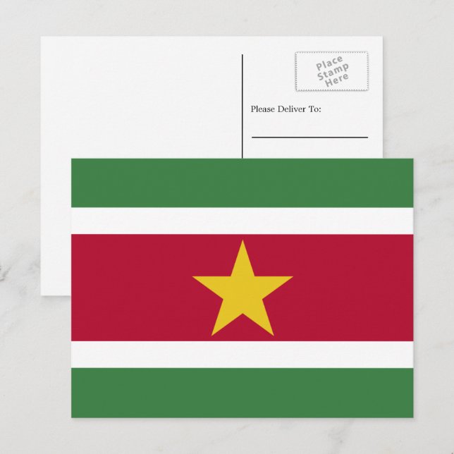 Carte Postale Drapeau surinamais, Drapeau surinamais (Devant / Derrière)