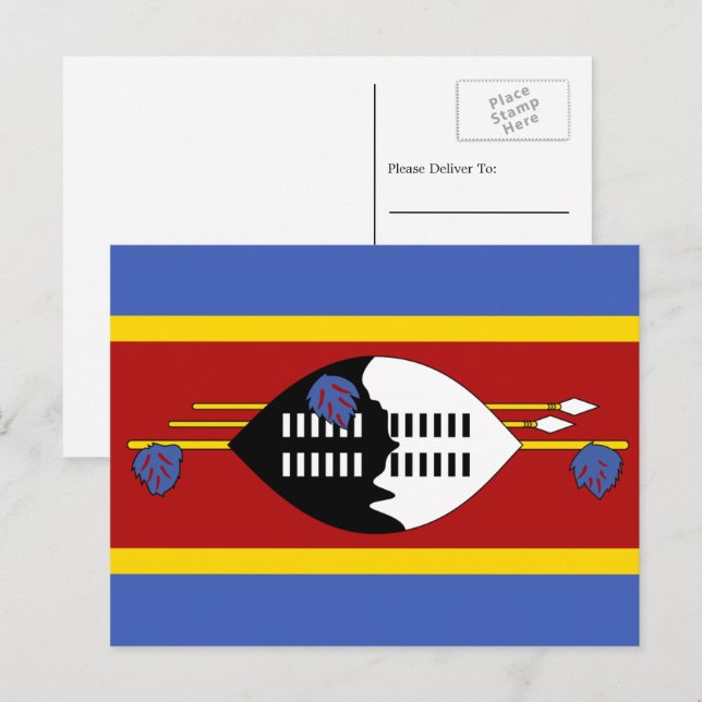 Carte Postale Drapeau swazi, Drapeau d'Eswatini (Devant / Derrière)