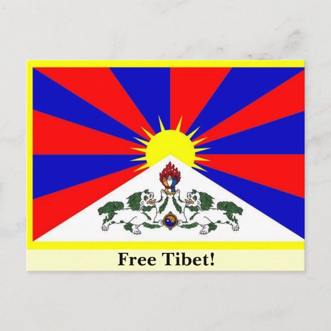 Carte Postale Drapeau Tibétain - Tibet libre ! (Devant)