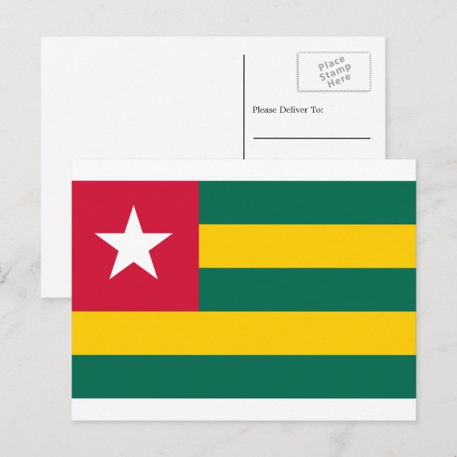 Carte Postale Drapeau togolais, Drapeau du Togo (Devant / Derrière)