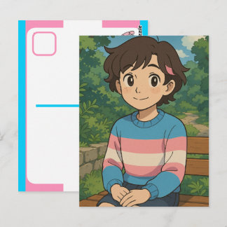 Carte Postale Drapeau transgenre Personnage d'anime | LGBTQIA+