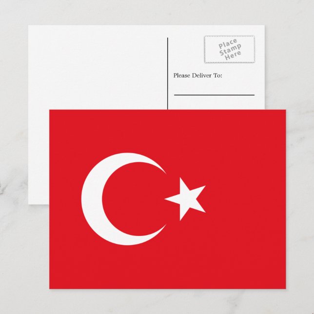 Carte Postale Drapeau turc, Drapeau de la Turquie (Devant / Derrière)