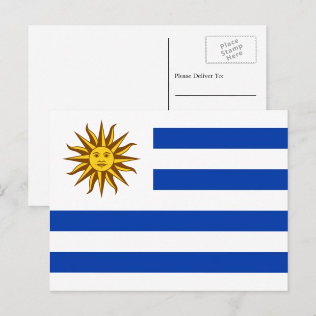 Carte Postale Drapeau uruguayen, Drapeau de l'Uruguay (Devant / Derrière)