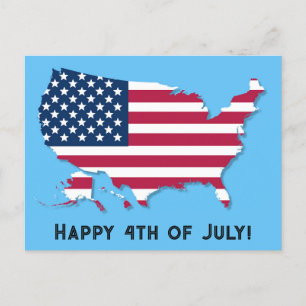 Carte Postale Drapeau US personnalisé Rouge Blanc Bleu Joyeux 4 