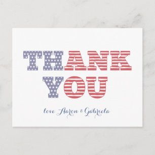 Carte Postale Drapeau USA Merci pour la douche ou l'anniversaire