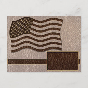 Carte Postale Drapeau USA Soft en cuir