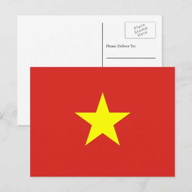Carte Postale Drapeau vietnamien, Drapeau vietnamien (Devant / Derrière)