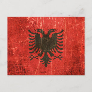 Carte Postale Drapeau Vintage albanais griffé et usé