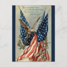 Drapeau vintage américain Aigle et Fleurs Patrioti