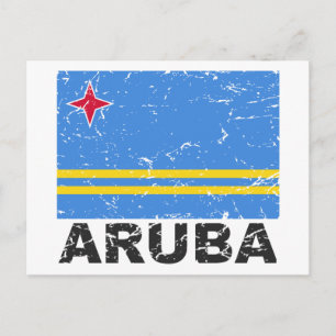 Carte Postale Drapeau Vintage Aruba