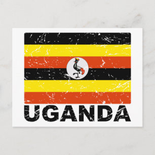 Carte Postale Drapeau Vintage de l'Ouganda