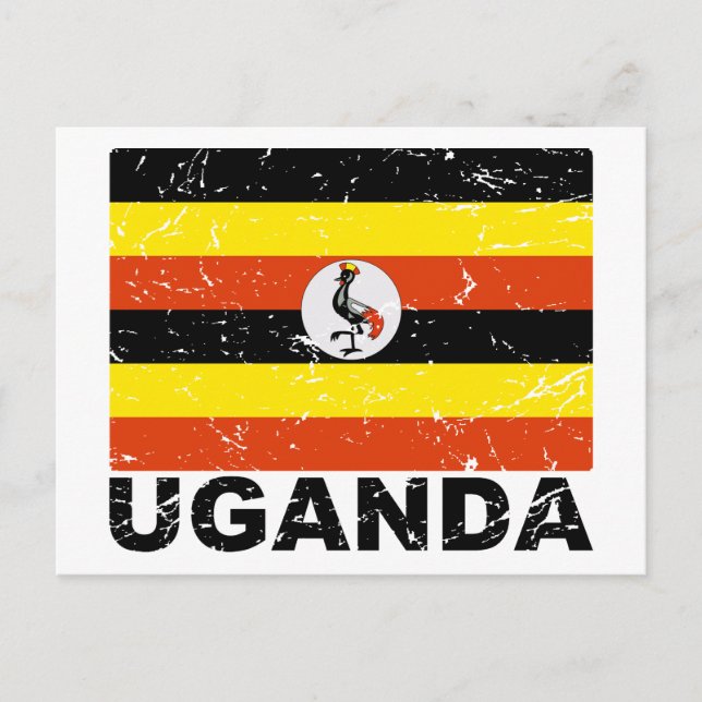 Carte Postale Drapeau Vintage de l'Ouganda (Devant)