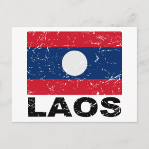 Carte Postale Drapeau Vintage du Laos