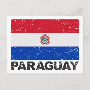 Carte Postale Drapeau Vintage du Paraguay