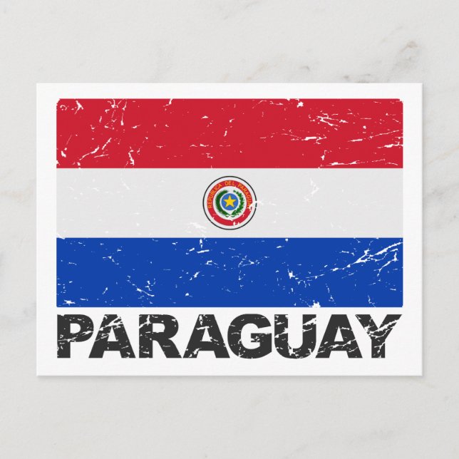 Carte Postale Drapeau Vintage du Paraguay (Devant)