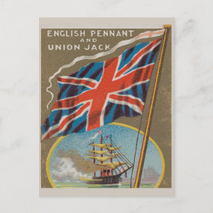Carte Postale Drapeau vintage Grande-Bretagne Anglais Union Jack