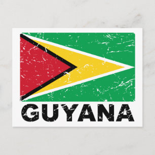 Carte Postale Drapeau Vintage Guyana