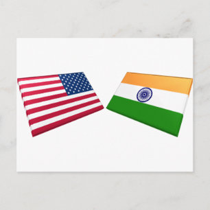 Carte Postale Drapeaux américains et indiens