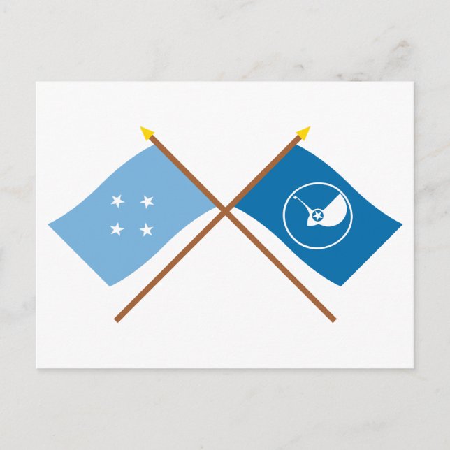 Carte Postale Drapeaux croisés de Micronésie et Yap (Devant)