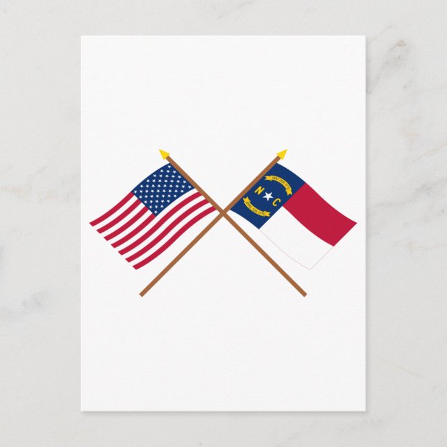 Carte Postale Drapeaux croisés des États-Unis et de la Caroline  (Devant)