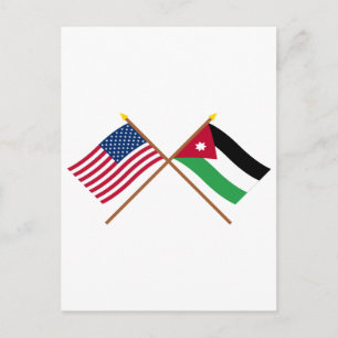 Carte Postale Drapeaux croisés des États-Unis et de la Jordanie