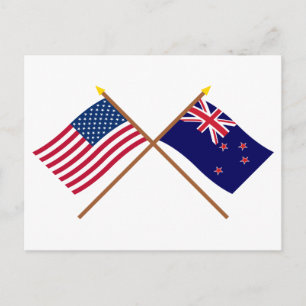 Carte Postale Drapeaux croisés des États-Unis et de la Nouvelle-