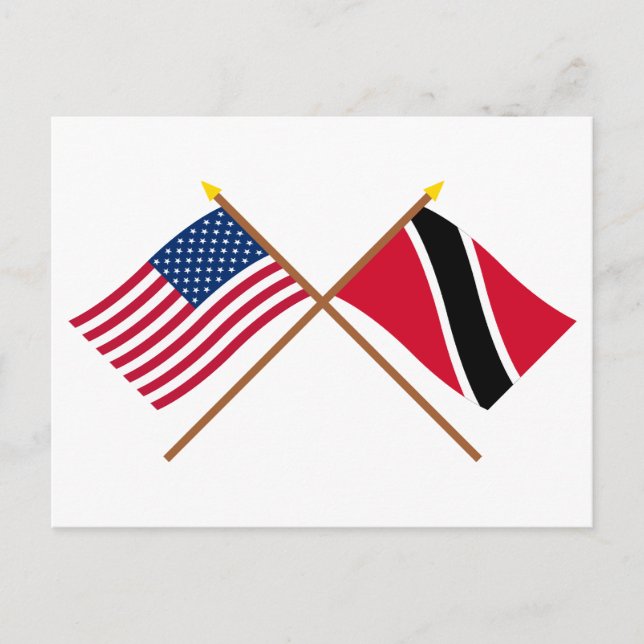 Carte Postale Drapeaux croisés des États-Unis et de Trinité-et-T (Devant)