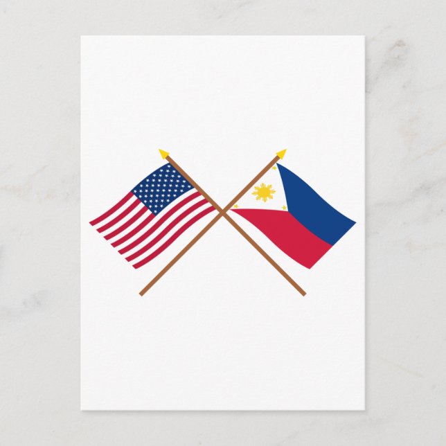 Carte Postale Drapeaux croisés des États-Unis et des Philippines (Devant)