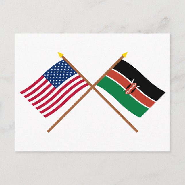 Carte Postale Drapeaux croisés des États-Unis et du Kenya (Devant)