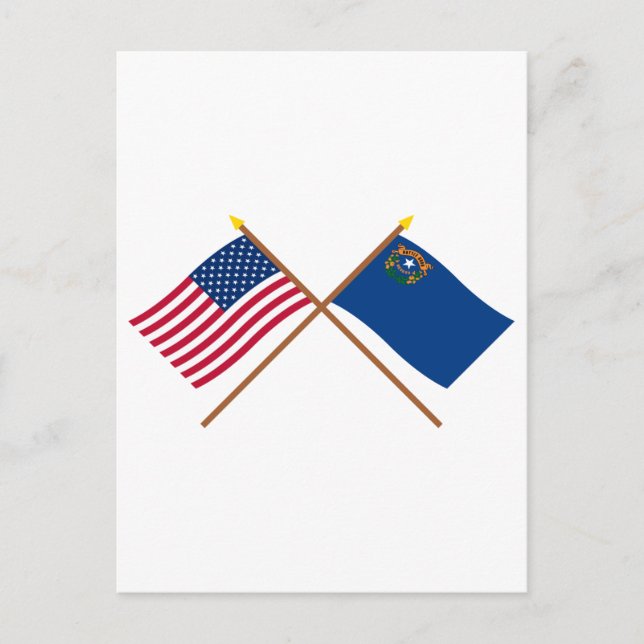 Carte Postale Drapeaux croisés des États-Unis et du Nevada (Devant)