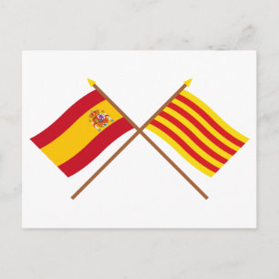 Carte Postale Drapeaux croisés d'Espagne et de Catalogne