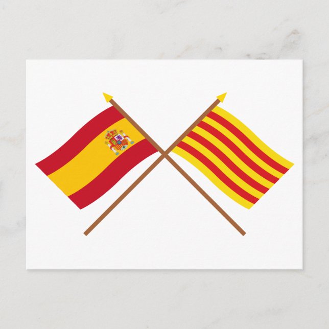 Carte Postale Drapeaux croisés d'Espagne et de Catalogne (Devant)