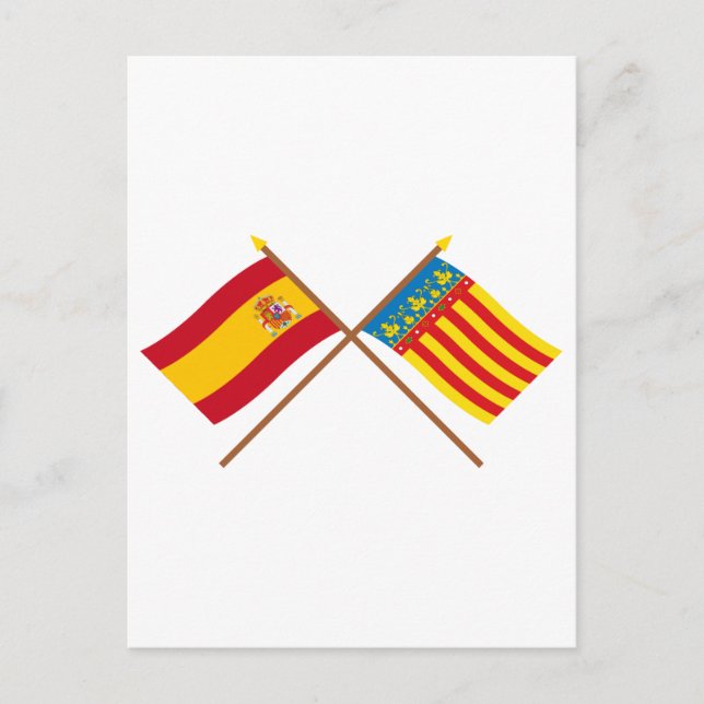 Carte Postale Drapeaux croisés d'Espagne et de Valence (Devant)