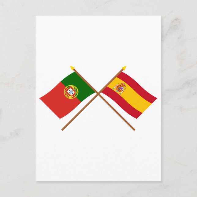 Carte Postale Drapeaux croisés du Portugal et de l'Espagne (Devant)