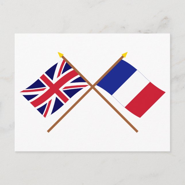 Carte Postale Drapeaux croisés du Royaume-Uni et de la France (Devant)