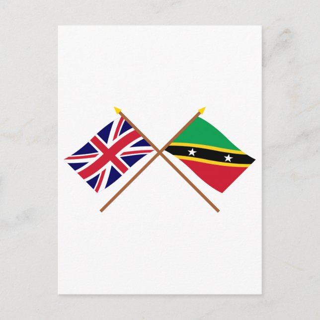 Carte Postale Drapeaux croisés du Royaume-Uni et de Saint-Kitts- (Devant)