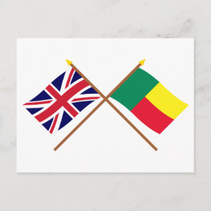 Carte Postale Drapeaux croisés du Royaume-Uni et du Bénin