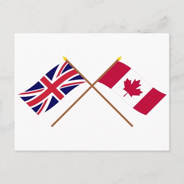 Carte Postale Drapeaux croisés du Royaume-Uni et du Canada (Devant)