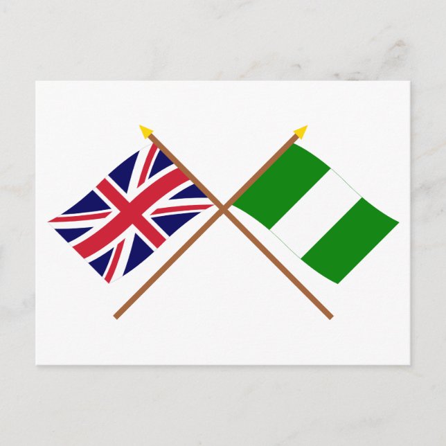 Carte Postale Drapeaux croisés du Royaume-Uni et du Nigeria (Devant)