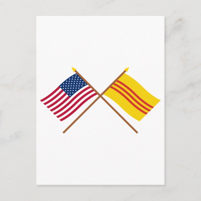 Carte Postale Drapeaux croisés du Vietnam du Sud et des États-Un (Devant)