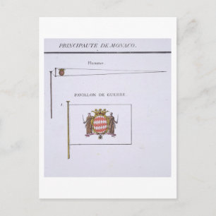 Carte Postale Drapeaux de Monaco, tiré d'un livre français de Dr