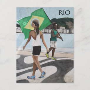 Carte Postale drapeaux de plage du rio de janeiro
