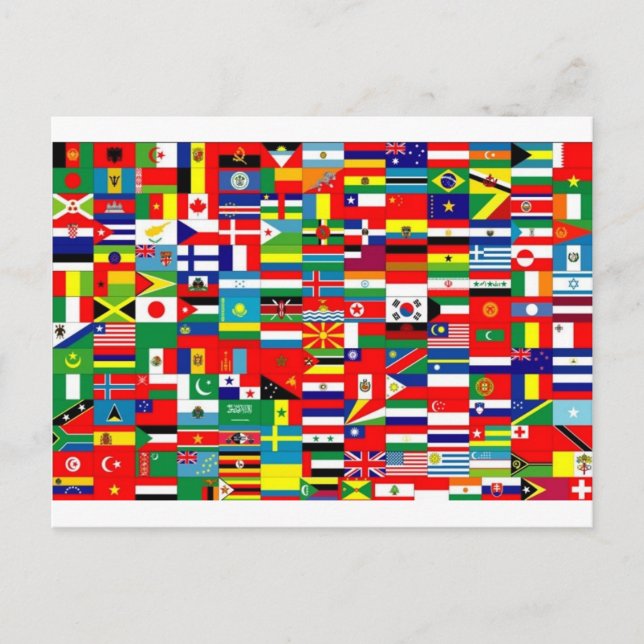 CARTE POSTALE DRAPEAUX DU MONDE (Devant)