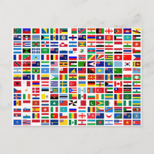 Carte Postale drapeaux du monde contre blanc