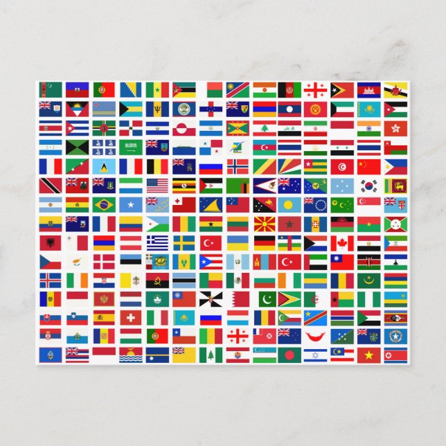 Carte Postale drapeaux du monde contre blanc (Devant)