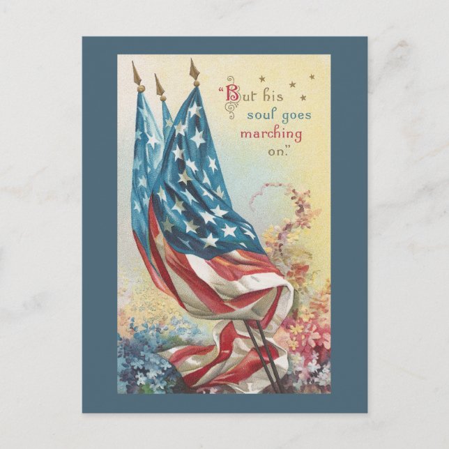 Carte Postale Drapeaux et fleurs pour les victimes (Devant)