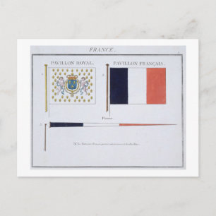 Carte Postale Drapeaux français, tiré d'un livre français de Dra