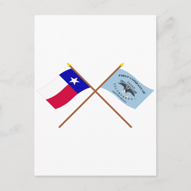 Carte Postale Drapeaux gris traversés du Texas et de la Nouvelle (Devant)