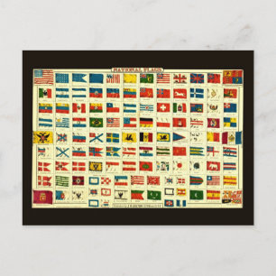 Carte Postale Drapeaux nationaux vintages du monde