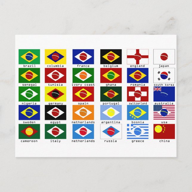 Carte Postale drapeaux pour la coupe du monde au brésil (Devant)